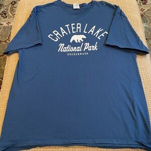 Men’s Crater Lake National Park, Oregon Navy Blue Short Sleeve T-Shirt. Size XLT